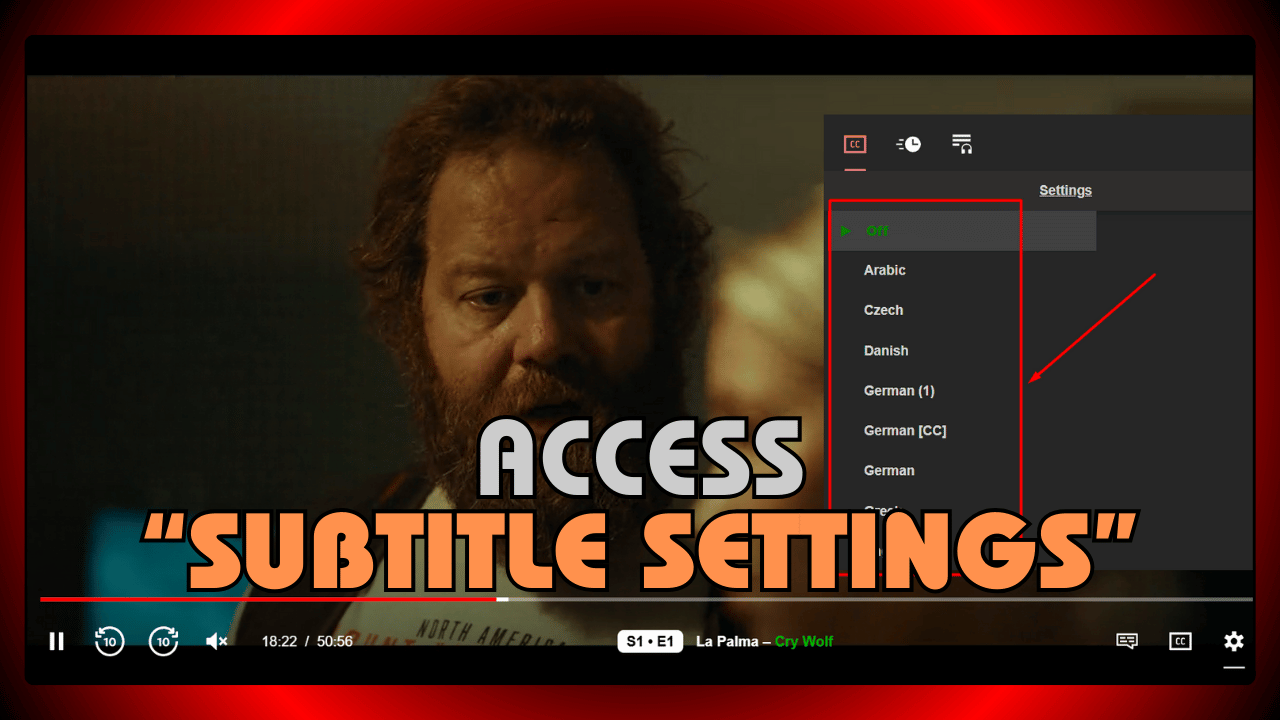 Access Subtitle Settings