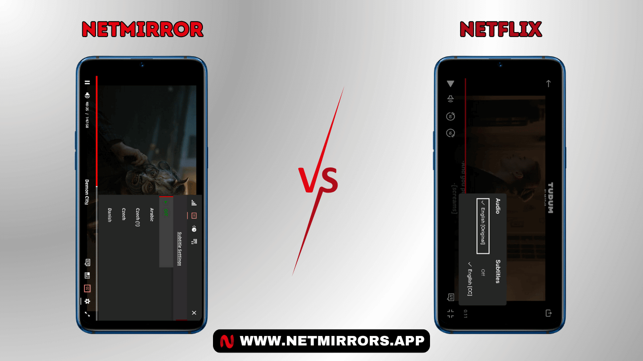 NetMirror vs Netflix: Subtitles & Dubbing Options