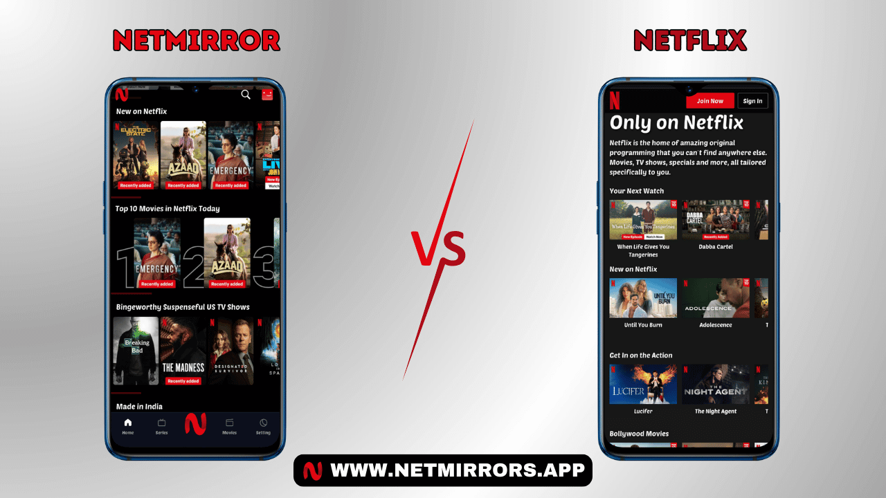 NetMirror vs Netflix: Vast Content Library