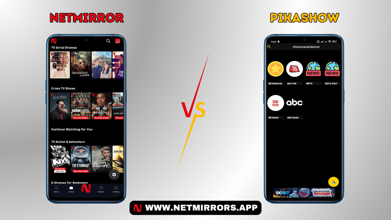 NetMirror vs. PikaShow: Live TV Access